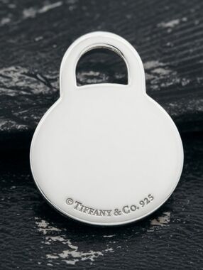 Tiffany & Co Medium Engravable Blank Round Tag  Pendant Sterling Silver
